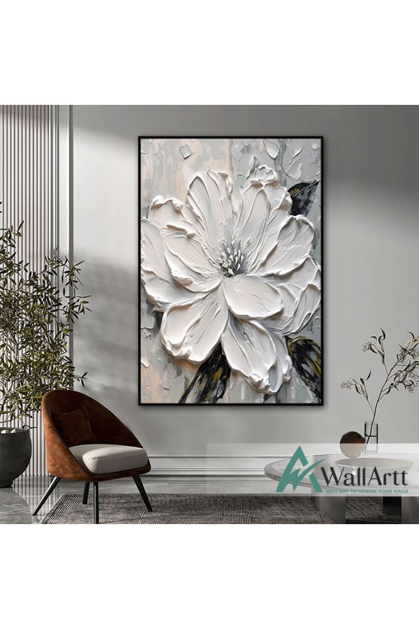 White Beauty 3D Heavy Textured Partial Oil Painting